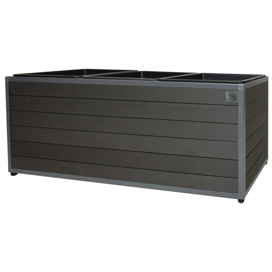 LAMORENDA Pflanzgefäß aus WPC mit Einsatz in Anthrazit, B/T/H: 79,5 x 27,5 x 30 cm - Bild 2