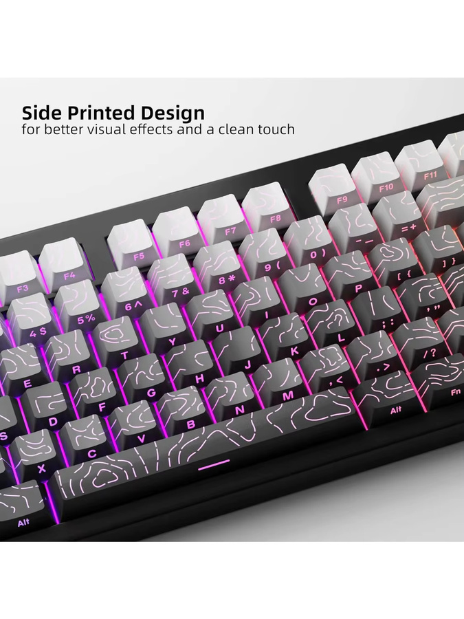 Contour Line Side Gravierte transparente PBT Cherry Contour Tastaturkappen für mechanische Gaming-Tastaturen in Weiß - Bild 6