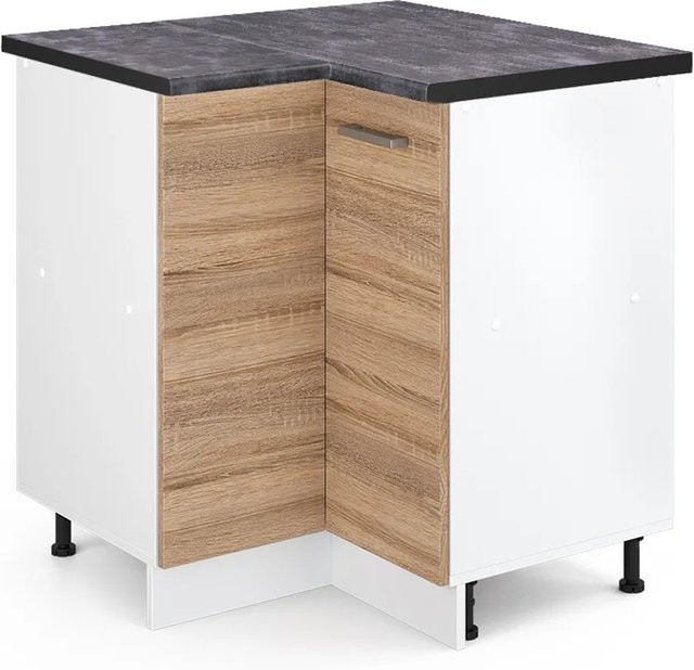 Vicco R-Line Eckunterschrank für die Küche in Sonoma/Weiß und Anthrazit, B/T/H: 75,6 x 60,0 x 81,6 cm - Bild 1