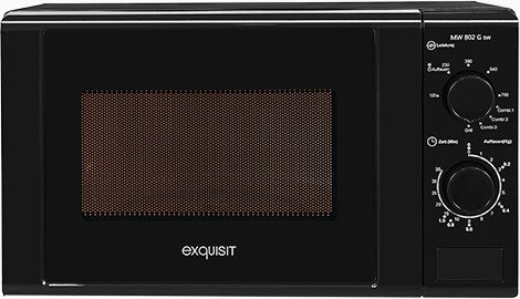 Exquisit MW 802 G sw Mikrowelle mit Grill in Schwarz, B/T/H: 43,9 x 34,0 x 20,0 cm - Bild 1