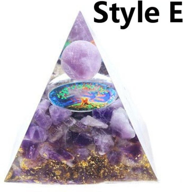 NEOLOVELY Orgon-Energieheilungs-Pyramide aus Kristallstein in Lila und Gold, Höhe: 6,5 cm, Breite: 6,0 cm, Tiefe: 6,0 cm - Bild 1