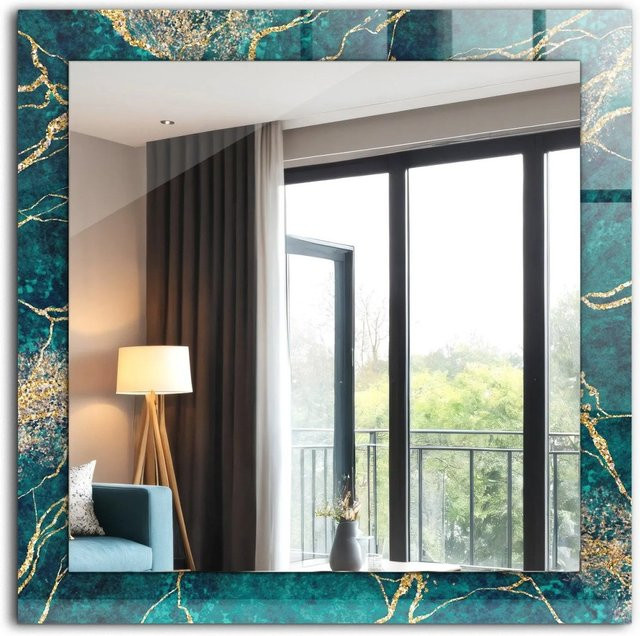 Tulup Wandspiegel mit Motivdruck Grüner Marmor, Rechteckig, B/H: 60 x 60 cm - Bild 1