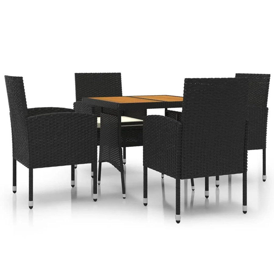 vidaXL 5-tlg Garten-Essgruppe aus Poly Rattan in Schwarz Modell 33 - Bild 2