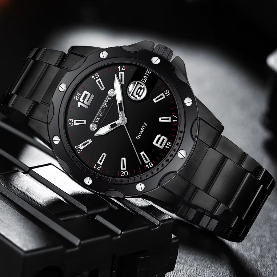 VA VA VOOM Armbanduhr Edelstahl, Quarz, 43 mm, Schwarz, Herren - Bild 3