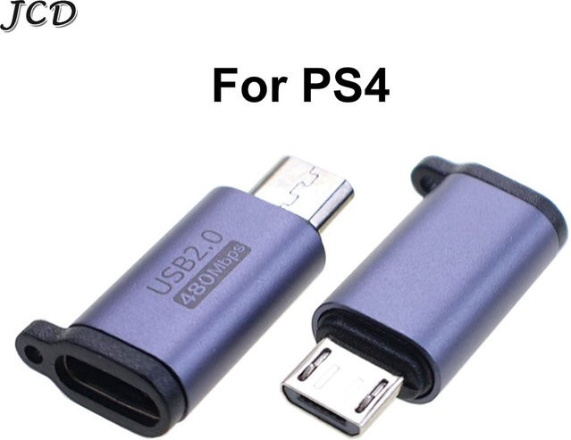 JCD USB-C auf Micro-USB Ladeadapter für PS4 Controller in Blau - Bild 1