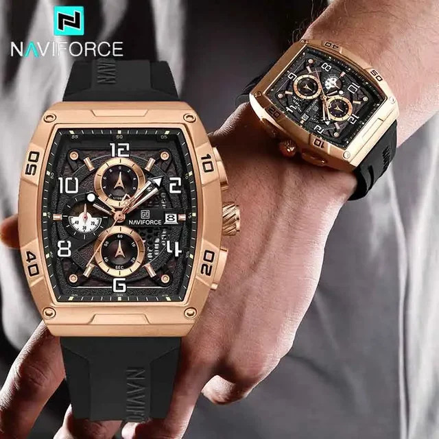 NAVIFORCE Chronograph, Quarz, Silikon, Schwarz, Herren - Bild 1