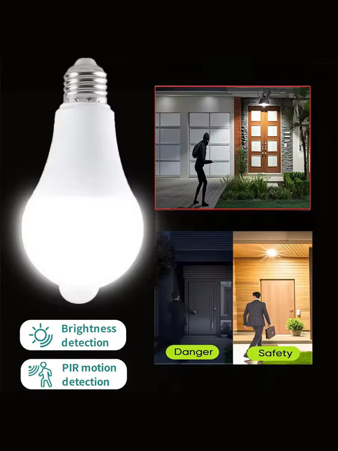 Szaoju LED-Bewegungsmelder-Glühbirne mit Radar-Sensor, E27, 12 W, Weiß, Kaltweiß - Bild 5