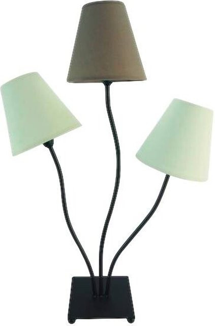 Näve Tischleuchte 3-flammig in Beige-Braun aus Metall und Textil, B/H/T: 16 x 67 x 41 cm, E14 - Bild 1