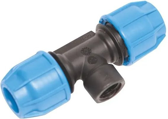 LUX-TOOLS T-Stück für PE-Rohre Ø 20 mm x 12,5 mm mit 1/2 Zoll Anschluss aus Kunststoff - Bild 1