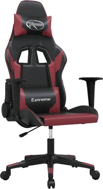 vidaXL Gaming-Stuhl Modell 3 mit Massagefunktion in Schwarz und Weinrot aus Kunstleder - Bild 1