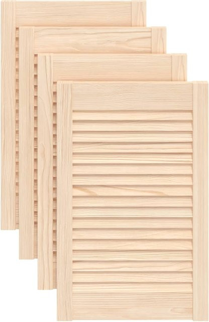 4er-Set Schranktüren mit Lamellendesign von Yiwydaa aus Massivholz in Beige, B: 61,5 cm, H: 39,4 cm - Bild 1