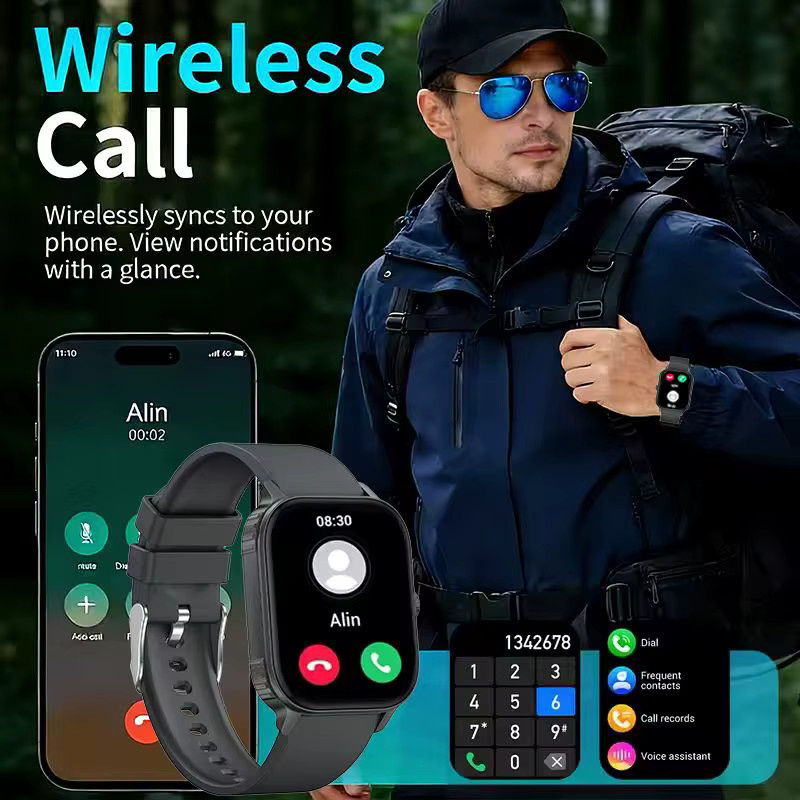 Paazomu Smartwatch 2026 mit 2,04 Zoll Display, kabellose Telefonie und 1000 mAh Akku in Schwarz - Bild 4