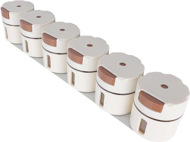 TOMTOP JMS Magnetische Gewürzdosen Set, 6 Stück, Wandmontierbare Gewürzaufbewahrungsbehälter aus Kunststoff, Weiß - Bild 1