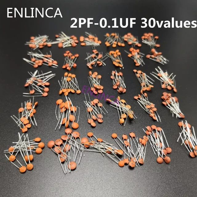 ENLINCA Keramik Kondensator Set mit 30 Werten, 300 Teile, 50 V, Assorted Kit für elektronische Komponenten - Bild 1