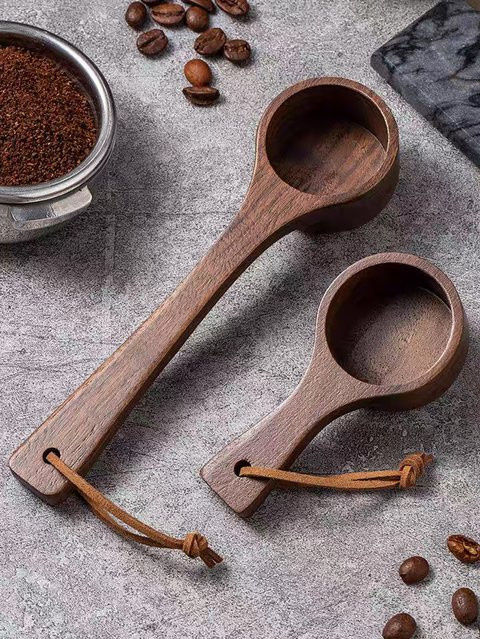 Holzer Kaffeelöffel als Messlöffel für Kaffeebohnen, Kaffeepulver und Tee in Braun - Bild 1