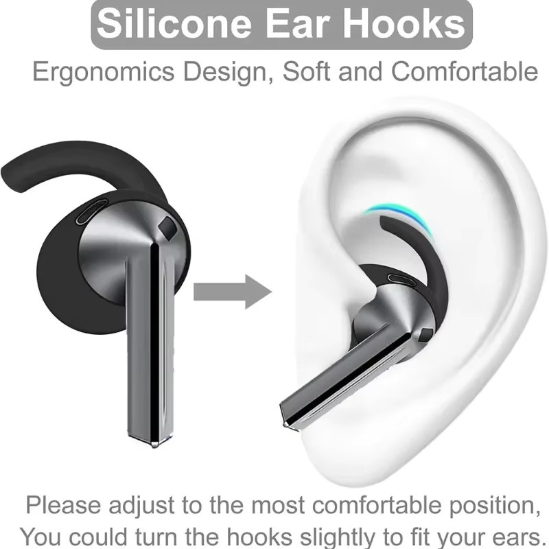 4-1 Paar Silikon-Ohrstöpsel für Samsung Galaxy Buds 3 in Schwarz - Bild 2