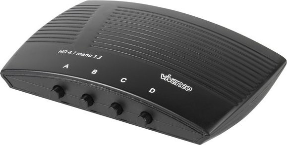 Vivanco Manueller 4 auf 1 HDMI Umschalter in Schwarz (25350) - Bild 1