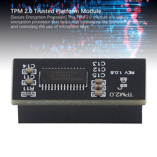 Qiilu TPM 2.0-Modul mit 20-poliger LPC-Schnittstelle in Schwarz für Windows 11 Upgrade-Tests - Bild 1