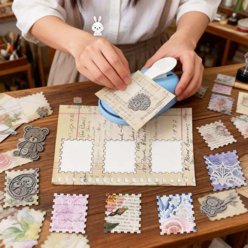 Oudun Rechteckiger Briefmarken Bastelstanzer aus Edelstahl und Kunststoff für Scrapbooking und DIY Kartenherstellung - Bild 5