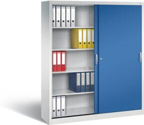 C+P Schiebetürenschrank Acurado mit Front in Enzianblau und Korpus in Lichtgrau, H x B x T: 195 x 160 x 40 cm - Bild 1