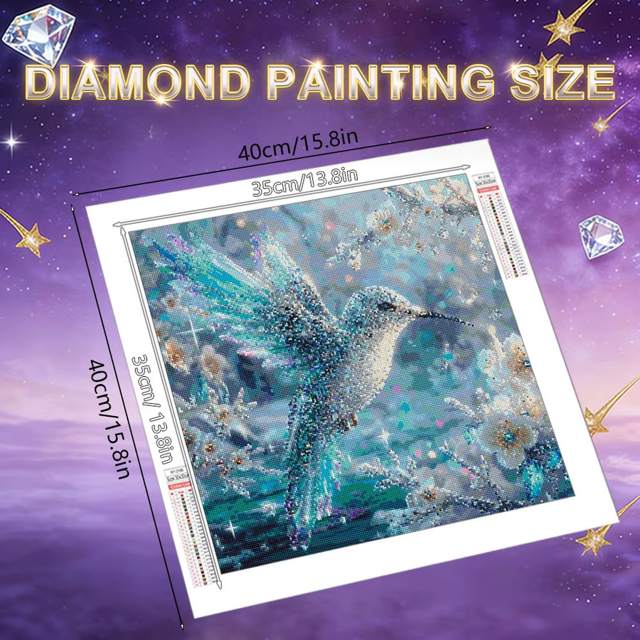 HUACAN 5D DIY Diamantmalerei Set mit Vogel und Blumen Motiven, Wandkunst Dekoration in Multicolour, runde Strasssteine - Bild 2