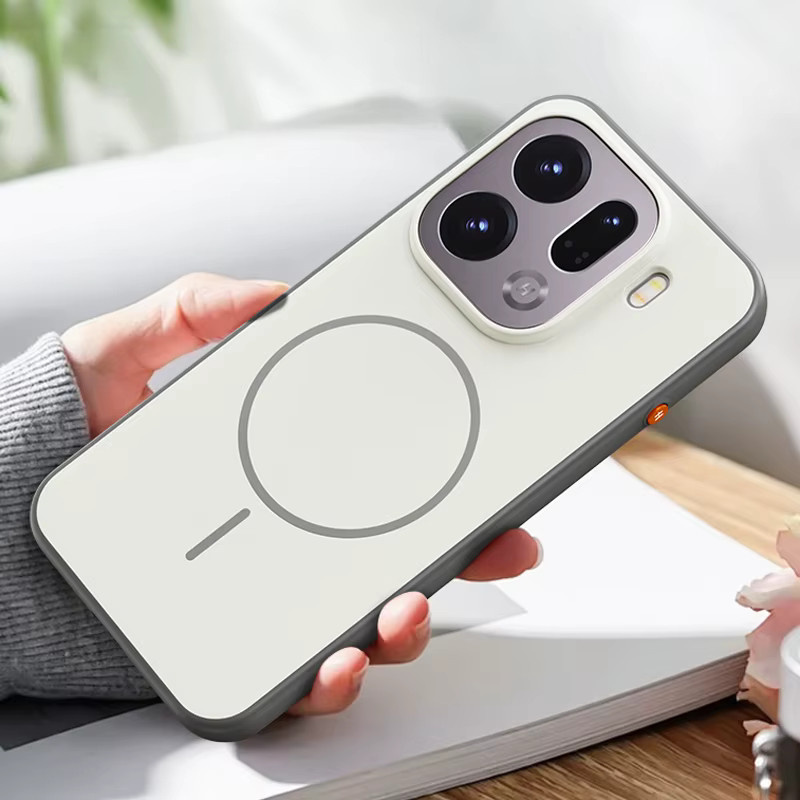 MagSafe-kompatible All-Inclusive-Handyhülle mit weichen Kanten und mattem Finish für OPPO Find X9 und OPPO Find X9 Pro in Orange oder Weiß - Bild 1