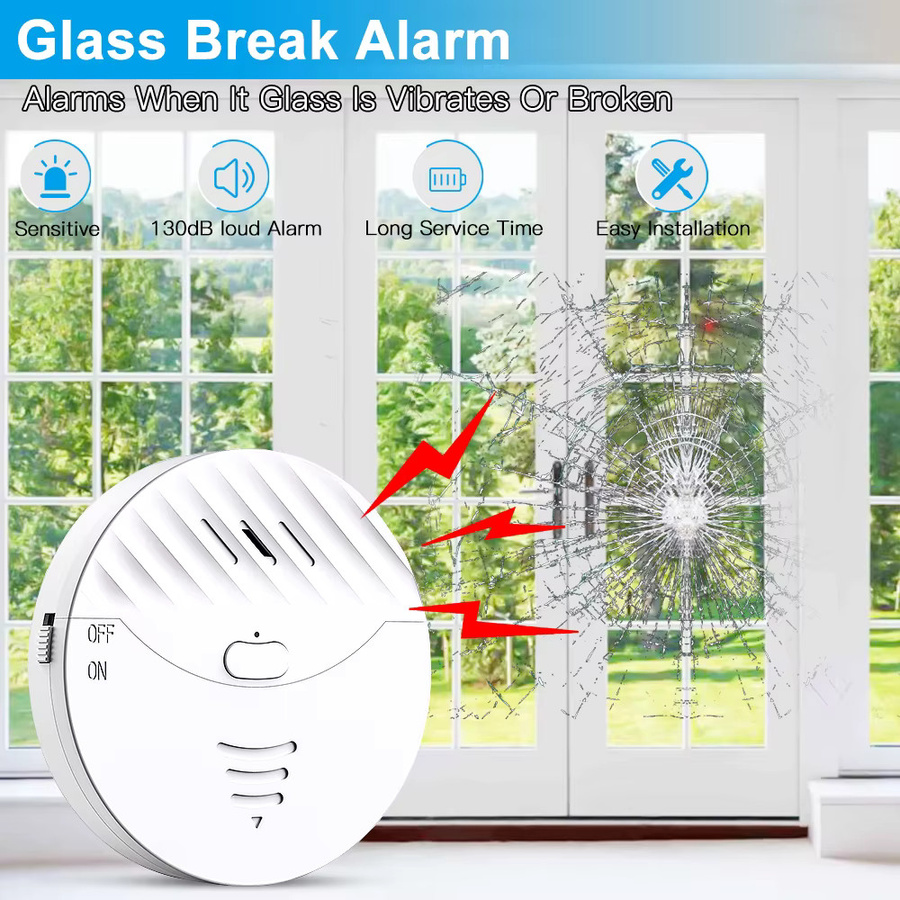 Tuya Smart WiFi Vibrationssensor für Fenster und Türen mit 130dB Alarm in Weiß - Bild 2