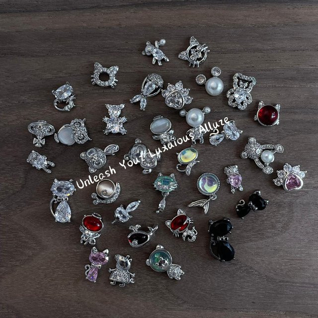 Kaniu3D Nageldekoration, 3-teilig, Silber Zirkon, Bärenform, Glänzend - Bild 1