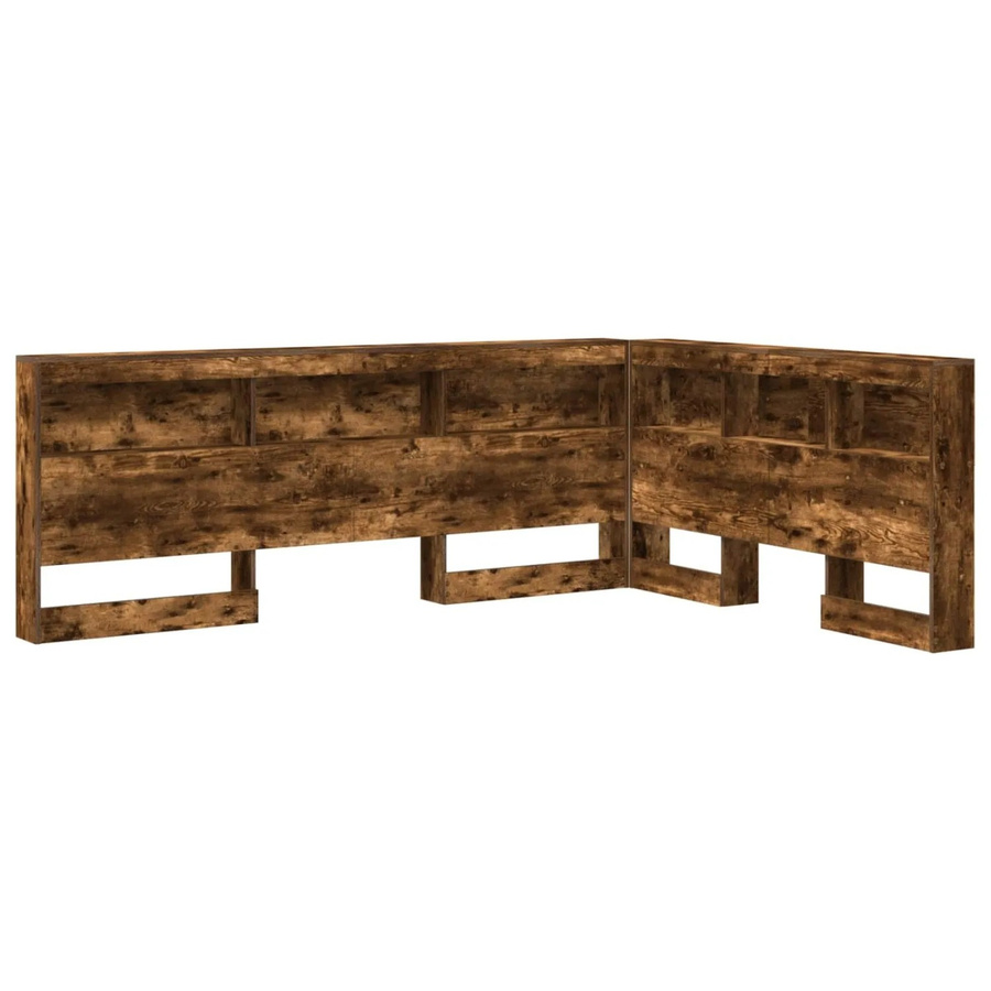 vidaXL Aufbewahrungskopfteil in Geräucherte Eiche mit integriertem Regal und USB-Ladeport, Farbe: Braun, B/H: 157,5 x 140 cm - Bild 2