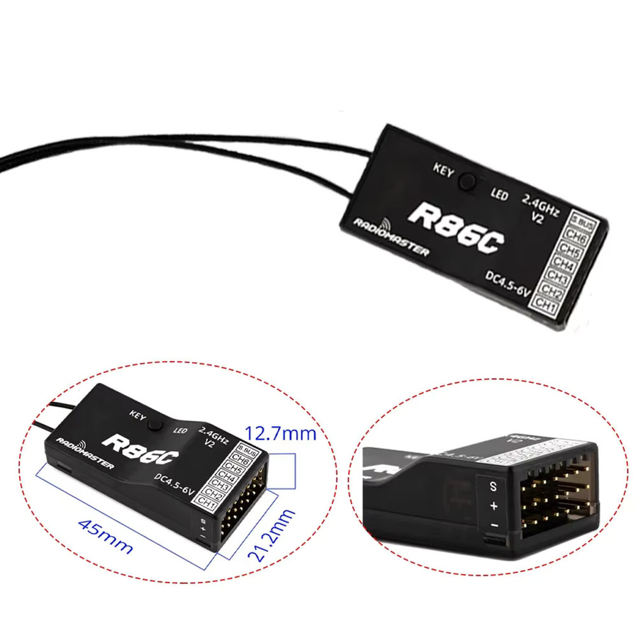 Radiomaster Receiver R81 R84 R86 R86C R88 SBUS RSSI V2.0 für FRSKY D8 D16 RC FPV Drohnen in Schwarz - Bild 2
