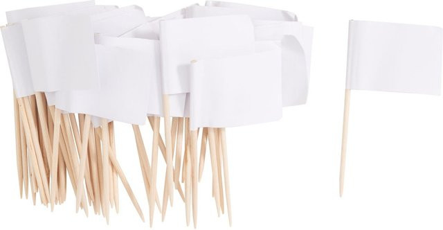 VBS Fähnchen aus Papier mit Holzstiel in Weiß, 50 Stück für Partys und Feierlichkeiten - Bild 1