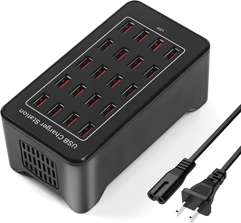 150W USB-Schnellladestation mit 15 25 oder 30 Ports für Wand und Tisch, USB-A und USB-C, Schwarz - Bild 5