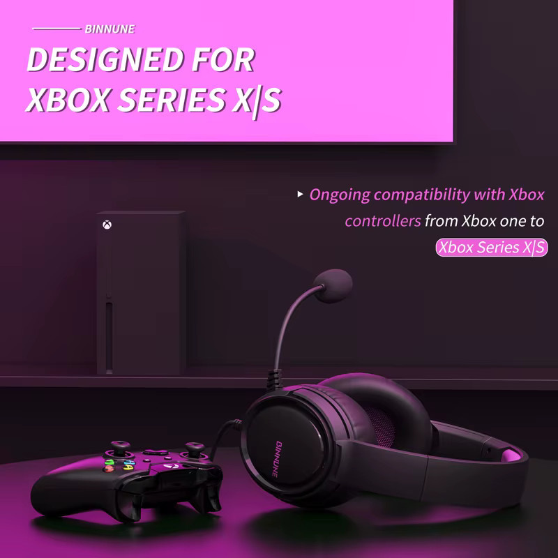 BINNUNE BG02 Kabelgebundene Gaming-Kopfhörer mit Mikrofon für PS5, PS4, Xbox Series X, Xbox One und PC in Schwarz oder Weiß - Bild 2