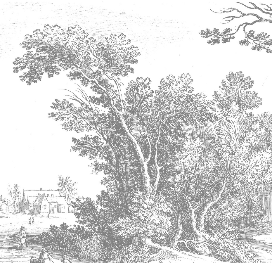 KEK Amsterdam Mural Engraved Landscapes 3 Wandgestaltung in Schwarz Weiß Grau, Breite: 2,92 m - Bild 1