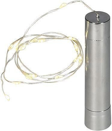 LED-Lichterkette mit 15 Flacker-Funktionen in Warmweiß und Timer auf silberfarbenem Metalldraht - Bild 1