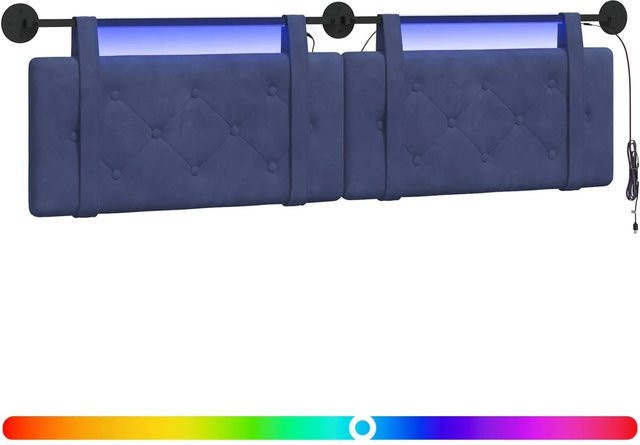 vidaXL Hängendes Kopfteil aus Samt mit integrierter LED-Beleuchtung in Blau, B/H: 170 x 55 cm - Bild 1