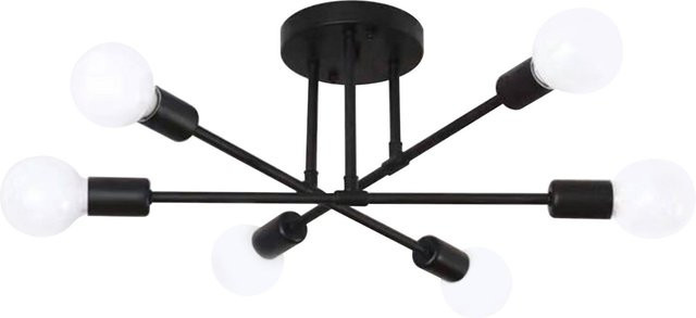 TOMTOP JMS Deckenlampe im Industriestil mit 6 Köpfen aus Metall in Schwarz für Schlafzimmer, Arbeitszimmer und Esszimmer - Bild 1