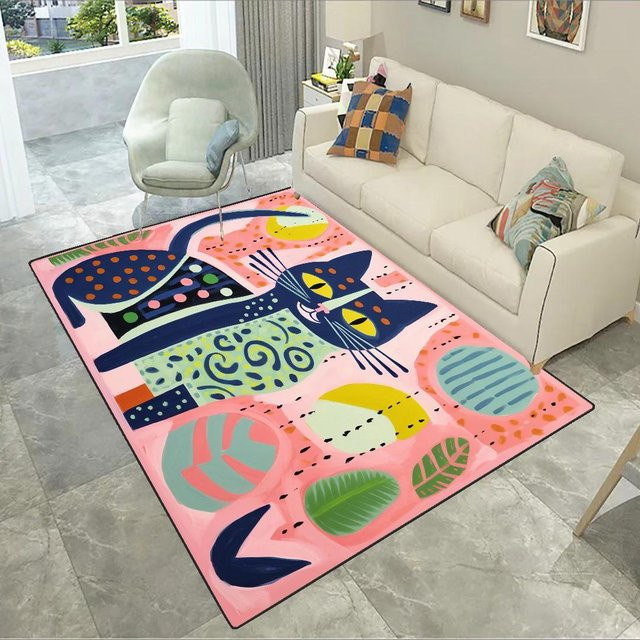 Rutschfester Kunstkatze Teppich von Lodestar in Mehrfarbig, Haustierfreundlich für Wohnzimmer und Schlafzimmer, B/T: 80 x 120 cm - Bild 1