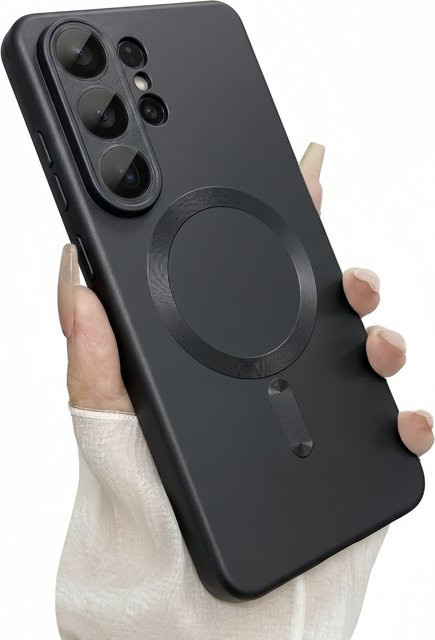 Magnetische Silikon-Handyhülle für Samsung Galaxy S26 Ultra, S26+ und S26 in Schwarz mit mattem Finish und Kameralinsen-Schutz - Bild 1