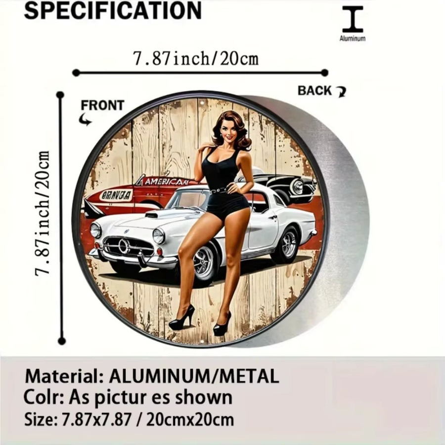 CIFBUY Rundes Vintage Wandschild aus Metallblech als Retro-Dekoration für Zuhause, Garage oder Café - Bild 2