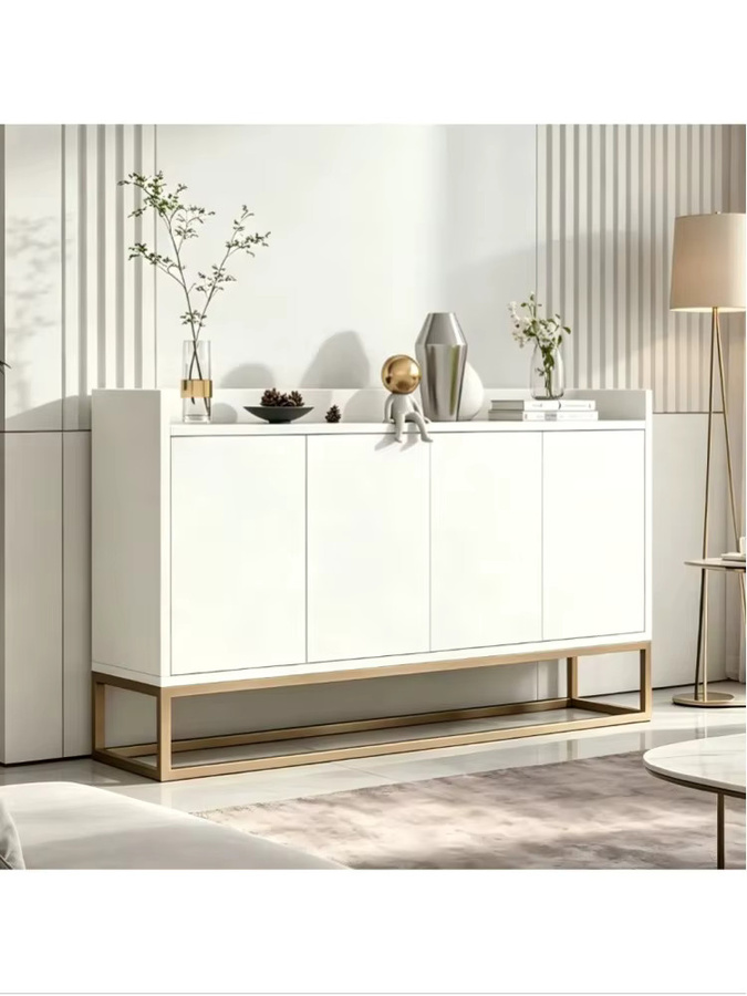 Rosahqnda Sideboard mit 4 Türen als Küchenschrank und Buffetschrank für Wohnzimmer, Esszimmer oder Küche, Weiß/Schwarz, Breite: 120 cm - Bild 1