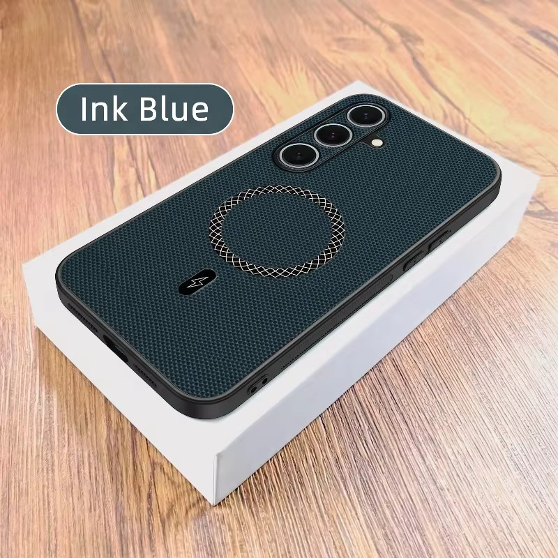 Magnetische Leder-Schutzhülle mit 3D-Dreieckmuster für Samsung Galaxy S26 S25 S24 S23 Plus Ultra A57 A37 A27 A17 A07 A56 in Blau - Bild 3