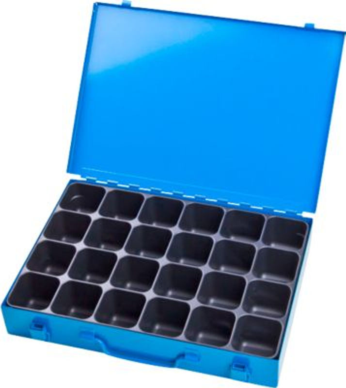 Sortimentskoffer ADB leer mit 24-facher Einteilung aus Stahl und ABS-Kunststoff, abschließbar, Farbe: Lichtblau, B: 33,0 cm, T: 23,0 cm, H: 5,0 cm - Bild 2