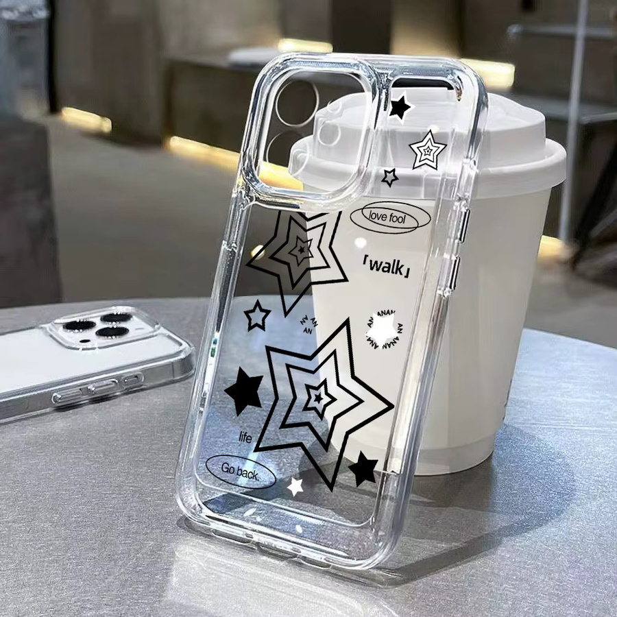 TUNEDEE Koreanische Y2K Stern Handyhülle für iPhone 11 12 13 14 15 Pro Max und SE in Transparent - Bild 2