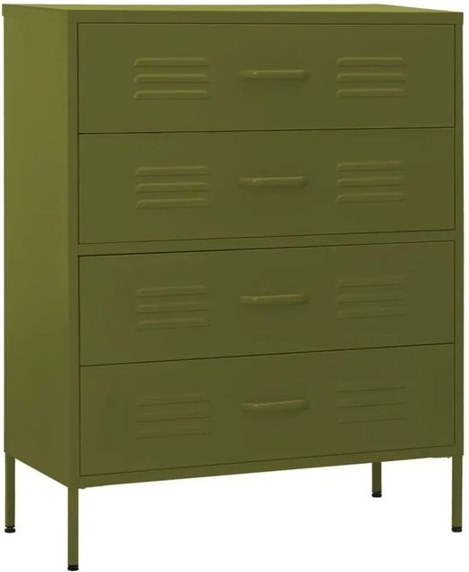 vidaXL Kommode aus Stahl in Olivgrün, B/T/H: 80 x 35 x 101,5 cm - Bild 1