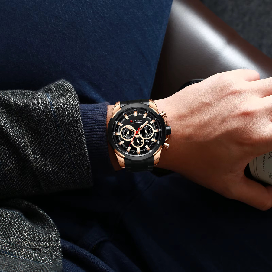CURREN Armbanduhr Herren, Edelstahl, Schwarz, Datum - Bild 4