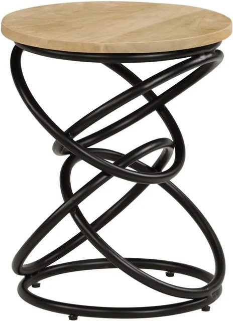 vidaXL Beistelltisch aus Mangoholz in Antikstil, rund, braun/schwarz, B/T: 40 x 50 cm - Bild 1