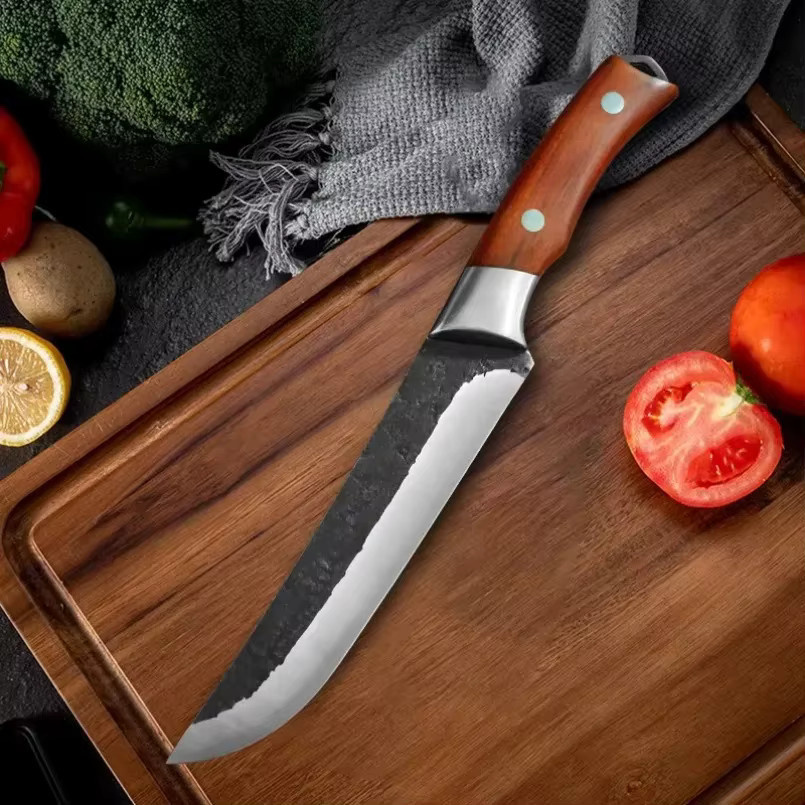 Handgeschmiedetes GuanQi Metzger-Hackmesser mit Holzgriff in Silber - Bild 5