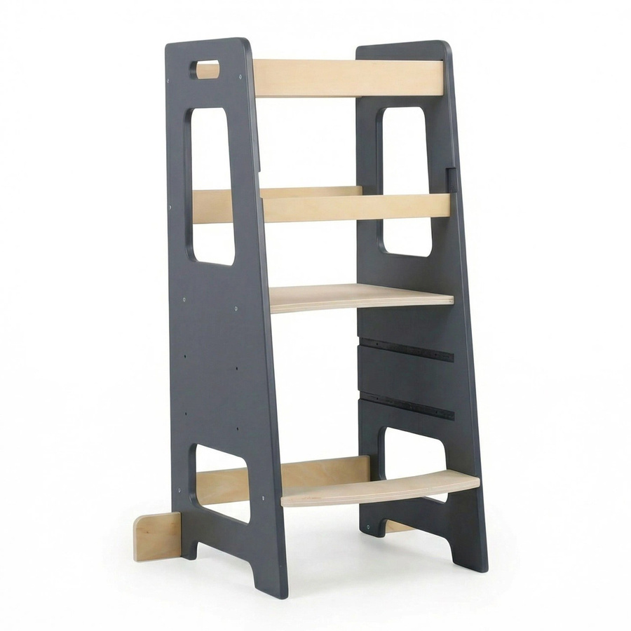 Relaxdays Lernturm aus MDF in Anthrazit Natur, höhenverstellbar mit Sicherheitsbügel und Kippschutz, B/T/H: 90 x 40 x 44 cm - Bild 2