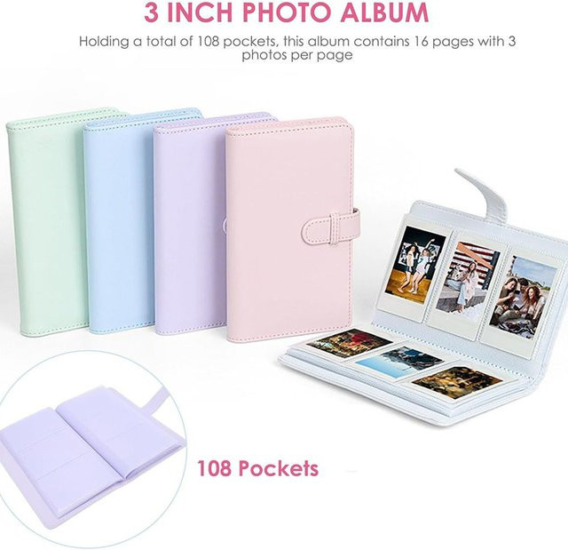 IGRARK Fotoalbum für Fujifilm Instax Mini 12, Sammelbuch für 108 Blätter, in Grün, Rosa und Blau - Bild 1